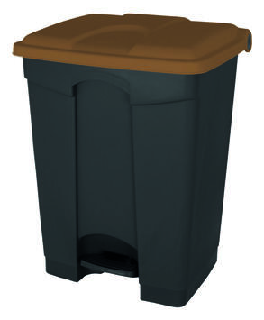 POUBELLE A PEDALE POUR BIODECHETS 45L NOIR ET MARRON