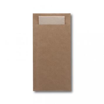 POCHETTE À COUVERTS KRAFT BRUN AVEC SERVIETTE CELI-OUATE BRUNE 39X39CM X240