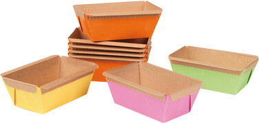 MOULES À CAKE INDIVIDUEL EN CARTON CUISSON VENTE ORANGE/VERT/JAUNE/ROSE 95X53X47 MM 27 CL X48