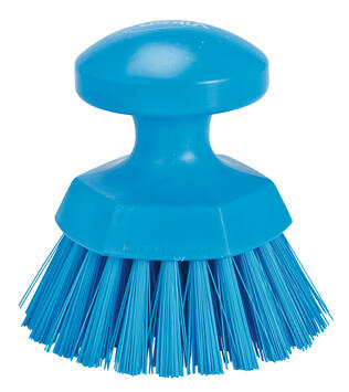 BROSSE ALIMENTAIRE RONDE SOLEIL DIAM 11CM FIBRE DURE BLEU