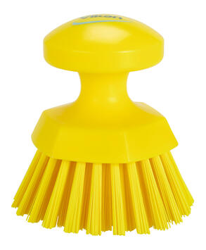 BROSSE ALIMENTAIRE RONDE SOLEIL DIAM 11CM FIBRE DURE JAUNE