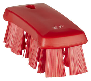 BROSSE A MAIN FIBRE DURE 17CM ROUGE