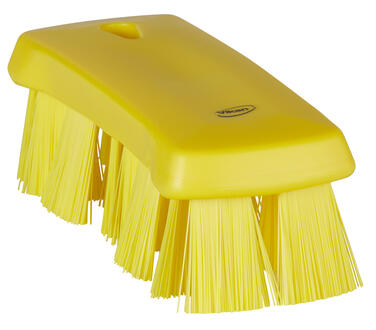 BROSSE A MAIN FIBRE DURE 17CM JAUNE