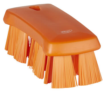 BROSSE A MAIN FIBRE DURE 17CM ORANGE