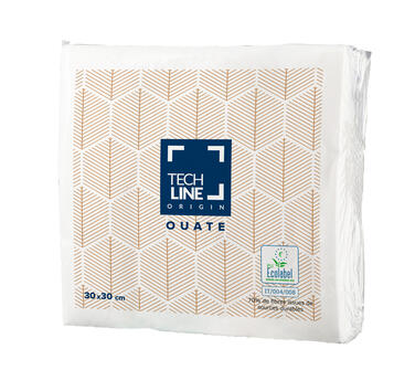 SERVIETTE 30X30CM OUATE TECHLINE 2 PLIS BLANC X4000
