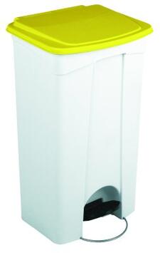 POUBELLE A PEDALE TECHLINE 90L 2 ROUES BLANC / JAUNE
