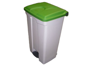 POUBELLE A PEDALE TECHLINE 90L 2 ROUES BLANC / VERT