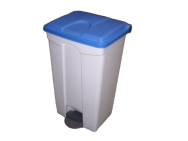 POUBELLE A PEDALE TECHLINE 90L 2 ROUES BLANC / BLEU