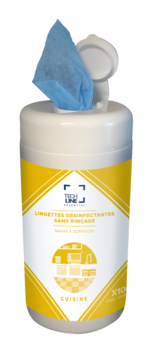 LINGETTES DESINFECTANTES SURFACES ALIMENTAIRES TECHLINE X100