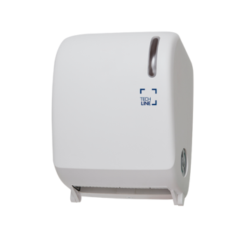 DISTRIBUTEUR D’ESSUIE-MAINS ROULEAUX À DÉCOUPE AUTOMATIQUE TECHLINE BLANC