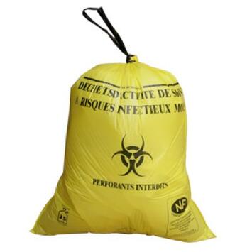 SAC POUBELLE 110L DASRI DECHETS MOYENS LIEN COULISSANT JAUNE X200