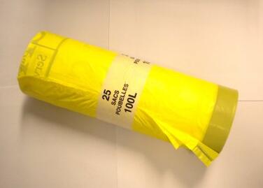 SAC POUBELLE 100L DASRI DECHETS MOYENS LIEN COULISSANT JAUNE X200