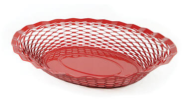 CORBEILLE SUZANNE INOX OVALE D25X18CM ROUGE