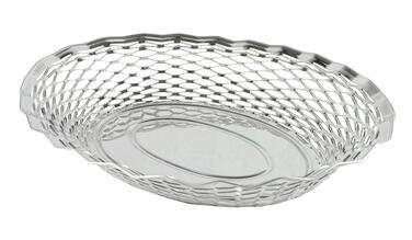 CORBEILLE SUZANNE INOX OVALE D25X18CM GRIS