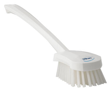 BROSSE A MAIN ALIMENTAIRE MANCHE LONG 41CM FIBRE DURE BLANC