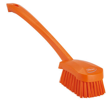 BROSSE A MAIN ALIMENTAIRE MANCHE LONG 41CM FIBRE DURE ORANGE