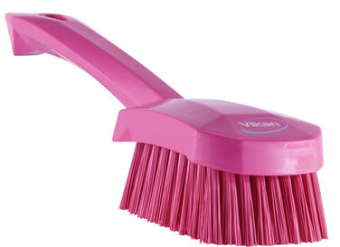 BROSSE A MAIN ALIMENTAIRE MANCHE 27CM FIBRE DURE ROSE