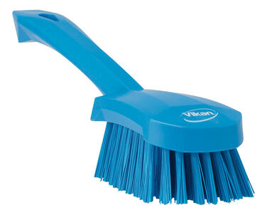 BROSSE A MAIN ALIMENTAIRE MANCHE 27CM FIBRE DURE BLEU