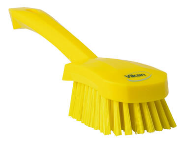 BROSSE A MAIN ALIMENTAIRE MANCHE 27CM FIBRE DURE JAUNE