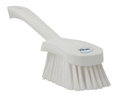 BROSSE A MAIN MANCHE COURT 27CM FIBRE SOUPLE FLEUREE BLANC