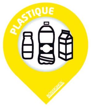 STICKERS TRI POUR SUPPORT SAC COLLEC PLASTIQUE JAUNE COLZA X10