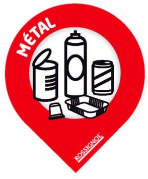 STICKERS TRI POUR SUPPORT SAC COLLEC METAL ROUGE SIGNALISATION X10
