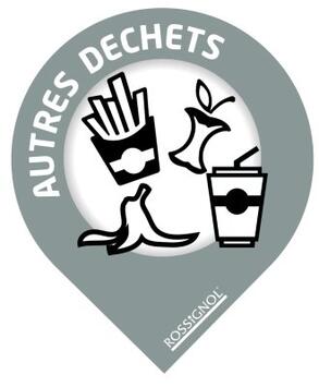 STICKERS TRI POUR SUPPORT SAC COLLEC AUTRES DECHETS GRIS CLAIR X10