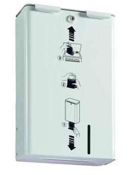 POUBELLE HYGIENE FEMININE MURALE BLANKA 10L AVEC DISTRIBUTEUR BLANC