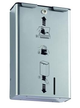 POUBELLE HYGIENE FEMININE MURALE STELLA 10L AVEC DISTRIBUTEUR GRIS