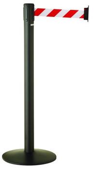 BARRIERES SUR SOCLE PACEO AVEC SANGLE RETRACTABLE 3M GRIS / ROUGE / BLANC X2
