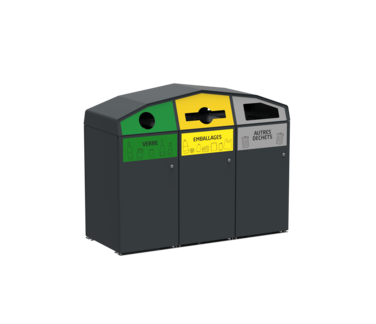 STATION DE TRI 240L 3 BACS ROULANTS TRIROK ANTHRACITE