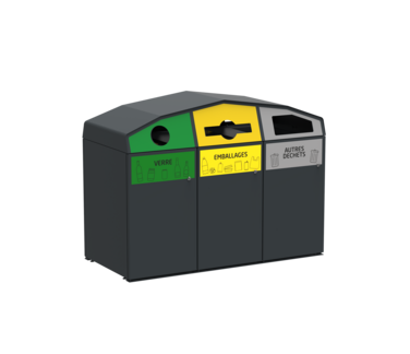 STATION DE TRI 340L 3 BACS ROULANTS TRIROK ANTHRACITE