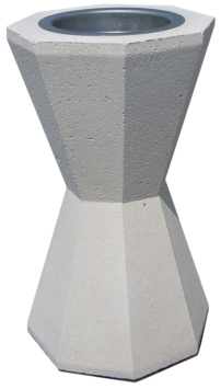 CENDRIER 1,5L BETON COUPELLE INOX KEOPS BLANC SABLE