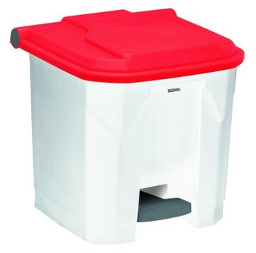 POUBELLE A PEDALE UTILO 30L BLANC / ROUGE