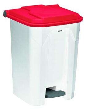 POUBELLE A PEDALE UTILO 50L BLANC / ROUGE