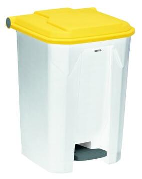 POUBELLE A PEDALE UTILO 50L BLANC / JAUNE