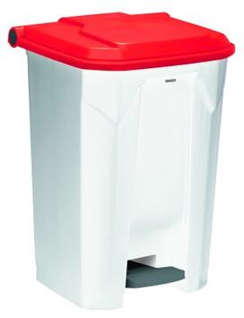POUBELLE A PEDALE UTILO 80L BLANC / ROUGE