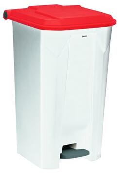 POUBELLE A PEDALE UTILO 100L BLANC / ROUGE