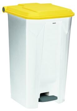 POUBELLE A PEDALE UTILO 100L BLANC / JAUNE