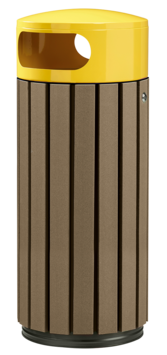 CORBEILLE 60L A POSER OU A FIXER ZENO ETIK A LATTES MARRON / JAUNE