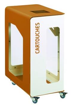 POUBELLE DE TRI VIGIPIRATE A ROULETTES CUBATRI 90L CARTOUCHES BLANC / MARRON