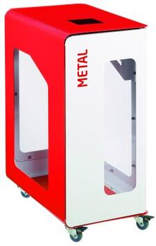 POUBELLE DE TRI VIGIPIRATE A ROULETTES CUBATRI 90L DECHETS METAL BLANC / ROUGE