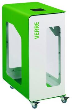 POUBELLE DE TRI VIGIPIRATE A ROULETTES CUBATRI 90L DECHETS VERRE BLANC / VERT
