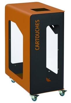 POUBELLE DE TRI VIGIPIRATE A ROULETTES CUBATRI 90L CARTOUCHES GRIS MANGANESE / MARRON