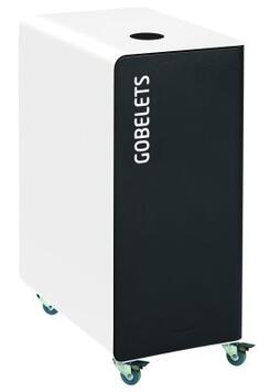 POUBELLE DE TRI A ROULETTES CUBATRI 90L GOBELETS GRIS MANGANESE / BLANC
