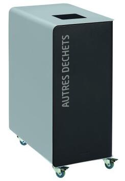 POUBELLE DE TRI A ROULETTES CUBATRI 90L DECHETS DIVERS GRIS MANGANESE / GRIS