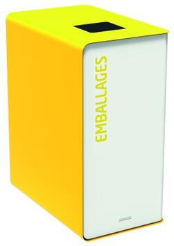 POUBELLE DE TRI CUBATRI 90L DECHETS EMBALLAGES BLANC / JAUNE