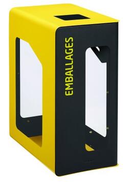 POUBELLE DE TRI VIGIPIRATE CUBATRI 90L DECHETS EMBALLAGES GRIS MANGANESE / JAUNE