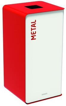 POUBELLE DE TRI CUBATRI 75L DECHETS METAL BLANC / ROUGE