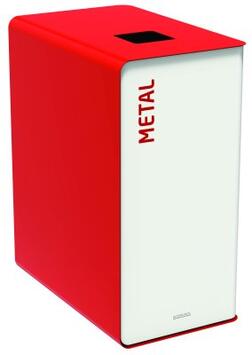 POUBELLE DE TRI CUBATRI 90L DECHETS METAL BLANC / ROUGE